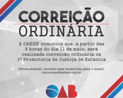 Dia 11 de maio será realizada correição ordinária na 1º Promotoria da Justiça de Estância