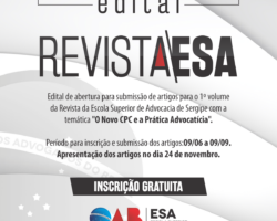 Continua aberto o período de inscrições para submissão de artigos para revista especializada da ESA/SE