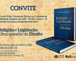 A obra “Religião e Legislação: uma questão de Direito” será lançada na OAB/SE
