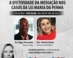 Oficina abordará efetividade da mediação nos casos de violência contra mulher