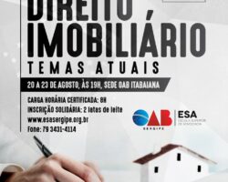 Curso “Direito Imobiliário: Temas Atuais” será realizado em Itabaiana
