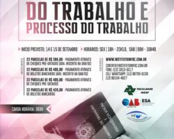 ESA/SE oferece pós-graduação de “Prática do Direito do Trabalho e Processo do Trabalho” em setembro