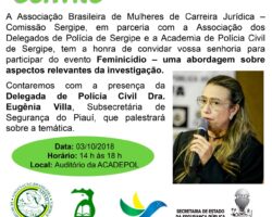 OAB/SE convida advocacia para evento em combate ao feminicídio