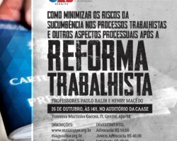 Curso sobre sucumbência após Reforma Trabalhista acontece em Aracaju nesta sexta-feira, 26