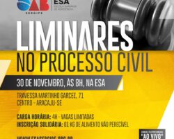 Liminares no Processo Civil: Curso telepresencial será transmitido na ESA