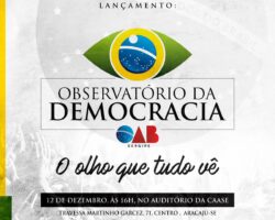 OAB/SE lança Observatório da Democracia na próxima quarta-feira, 12