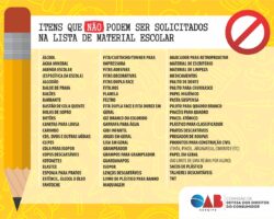 OAB/SE orienta sobre itens que não podem ser solicitados na lista de material escolar