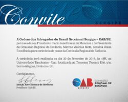 OAB empossa Comissão Regional de Estância no próximo dia 20