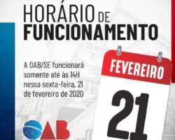OAB/SE altera expediente nesta sexta-feira