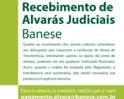 Advogados podem solicitar recebimento de alvarás judiciais por e-mail no Banese