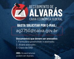 Recebimento de alvarás na Caixa Econômica Federal poderá ser solicitado por e-mail