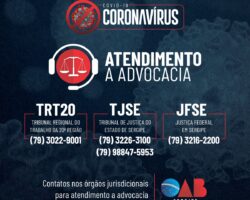 Atendimento à advocacia: TJ/SE, TRT20 e Justiça Federal disponibilizam contatos telefônicos e eletrônicos
