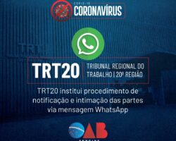 TRT20 institui procedimento de notificação e intimação das partes via mensagem WhatsApp