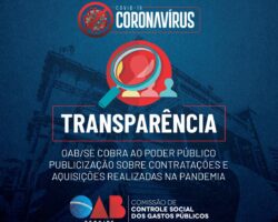 OAB/SE cobra ao Poder Público publicização sobre contratações e aquisições realizadas na pandemia