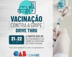 Vacinação da CAASE contra a gripe será no sistema ‘Drive Thru’ em Aracaju
