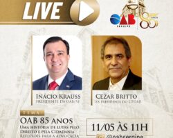 Live com Inácio Krauss e Cezar Britto marca comemorações dos 85 anos da OAB/SE