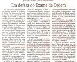 Presidente da OAB/SE escreve artigo em defesa do Exame de Ordem