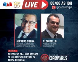 OAB/SE realiza live sobre Sustentação oral nas Sessões de Julgamento Virtual da Turma Recursal do TJSE