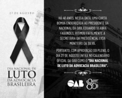 OAB/SE homenageia Lyda Monteiro e lembra Dia Nacional de Luto da Advocacia Brasileira