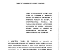 OAB/SE firma termo de cooperação técnica para fomentar aprendizagem profissional na advocacia