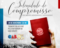 OAB/SE fará solenidade de entrega de credenciais a jovens advogados nesta sexta, dia 20