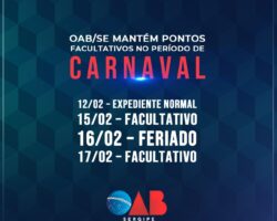 OAB mantém pontos facultativos no período de carnaval