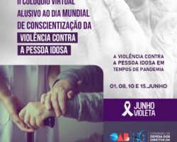 Em alusão ao Junho Violeta, OAB/SE realiza II Colóquio Virtual de Conscientização da Violência contra Pessoa Idosa