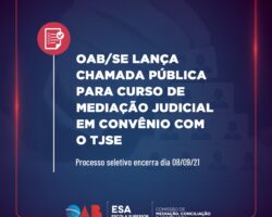 OAB/SE lança chamada pública para Curso de Mediação Judicial em convênio com o TJSE