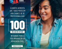 OAB Sergipe disponibiliza 100 bolsas integrais para Pós-graduação Lato Sensu em Advocacia Cível