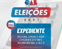 Eleições OAB/SE: Seccional comunica sobre expediente externo e interno nos dias 12, 16 e 17