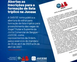 OAB/SE: Abertas as inscrições para a formação de lista tríplice na Jucese