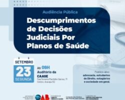 Descumprimento de decisões judiciais por planos de saúde será o tema da audiência pública promovida pela OAB/SE no dia 23