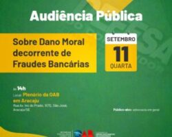 OAB/SE realizará audiência pública sobre dano moral decorrente de fraudes bancárias