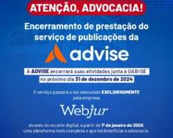 OAB/SE informa a contratação de nova empresa para substituir a ADVISE