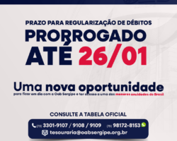 OAB/SE prorroga prazo de regularização para garantir descontos na anuidade 2026